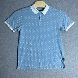 Kenneth Cole New York Men's Light Blue with White Pattern Polo Shirt Size Medium